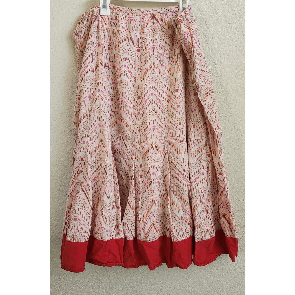 JM Collection White Pink Red Dot Print Ruffled Hem Skirt 12 Lightweight Lined
